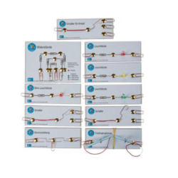 Verschiedene elektrische Schaltungen, jede mit einer bestimmten Funktion, wie z. B. "Spannungsregelung", "Stromfluss" und "Widerstand".
